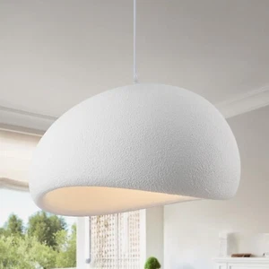 Japanese Wabi Sabi Ceiling Mount Pendant Light White Modern Minimal 15.7" - Picture 1 of 18