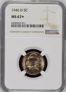 1946-D 5C Jefferson Nickel NGC MS67+ 4468263-011 - Picture 1 of 2