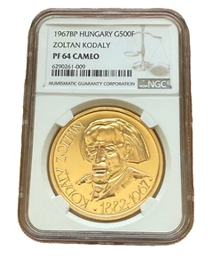Hungary 1967 BP Gold 500 Forint NGC PF64 Cameo Zoltan Kodaly - Picture 1 of 2