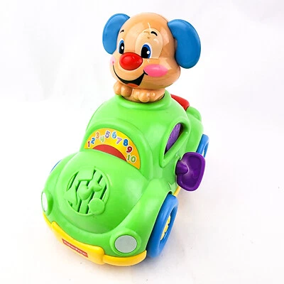 Coche de aprendizaje musical Mattel Fisher Price Laugh & Learn Puppys verde 2011 funciona Foto 1 de 4