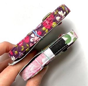 NEW! Very Vintage SET OF TWO 1/2” PET LEASHES — Organic Cotton: Rosie & Violet - Picture 1 of 10