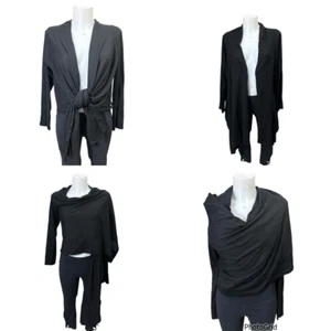 Vertigo Paris Black Multiway Silk Cashmere Cardigan Sweater sz L/XL NEW srp$240 - Picture 1 of 11