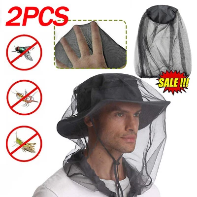 2PCS Midge Mosquito Insect Hat Bug Mesh Head Net Face Protector Travel Camping - Image 1 of 4