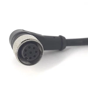 CABLE INDUSTRIAL M12, 8 POS, HEMBRA, EN ÁNGULO, CÓDIGO A, CHAQUETA PVC NEGRO, 1 MTR - Imagen 1 de 3