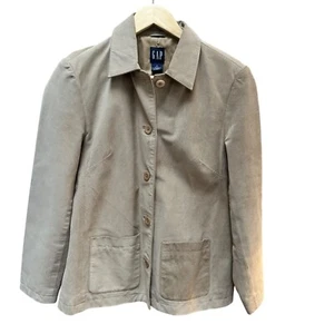 Gap Womens Genuine Leather Suede Shacket Jacket Beige Pockets Country Size SM - Picture 1 of 7