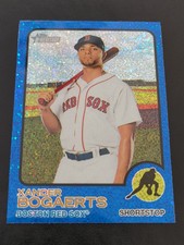 ⭐💥🔥Xander Bogaerts, Boston Red Sox, 2022 Topps Heritage, Blue Sparkle, #173⭐💥