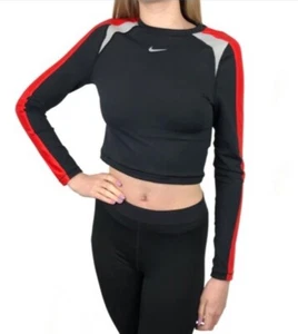 Nike Pro Damen Dri Fit langärmeliges kurzes Oberteil (schwarz) UVP £48 - Bild 1 von 9