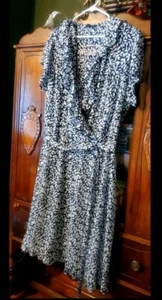 MSK  Dress Womens 22w Black And White  Sheer and Slip Dress Belted - Picture 1 of 14