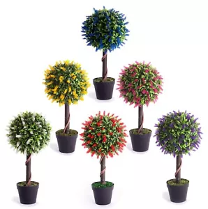 Best Artificial 2ft 60cm Lavender Flower Ball Topiary Tree Garden Outdoor Plant - Picture 1 of 17