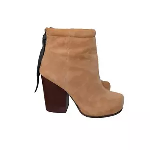 Stivali JEFFREY CAMPBELL donna pelle rumble tacco a blocco pelle scamosciata cerniera marrone chiuso 7M - Foto 1 di 10