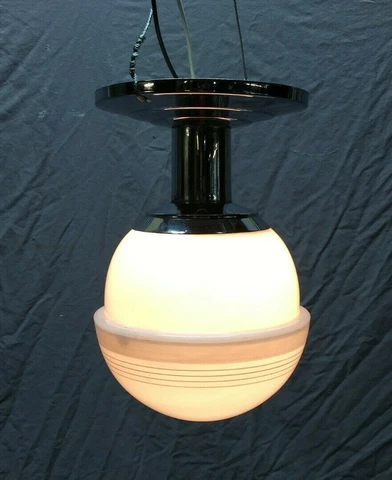 Antique Art Deco Chrome Ceiling Light Painted Globe Vintage Old  938-21B Cover