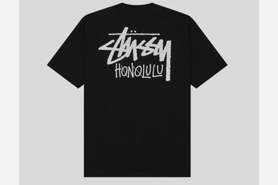 Camiseta negra exclusiva para hombre Stussy Honolulu talla XL CON ETIQUETAS - vendedor de EE. UU. Foto 1 de 4