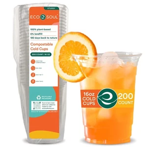 100% Compostable, Disposable Party Cups | Eco-friendly Party Cups | (200 Coun... - Picture 1 of 8