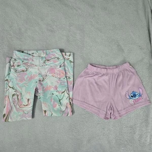 Avia & Disney Girls Shorts Leggings Matching Set Stitch Marble Print Size 6/6X - Picture 1 of 4