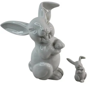 VTG 1940 MCM Rosenthal Germany Max Friz Porcelain Figurine Laughing Rabbit 2 PC - Picture 1 of 8