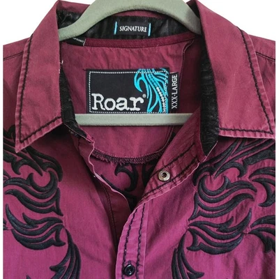 Camisa occidental Roar Signature XXX-Grande borgoña borgoña para hombre con botones Foto 1 de 4