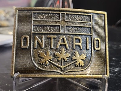 Ontario Canada Brass Toned Belt Buckle CA B168 - Image 1 of 3