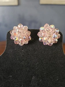 Laguna silberfarbene rosa Aurora Borealis Perlen Clip auf Ohrringe - Bild 1 von 7