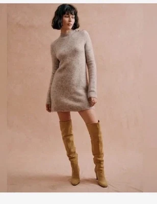 Vestido Suéter Sezane Polly Lana/Mohair Tostado Talla S Foto 1 de 4