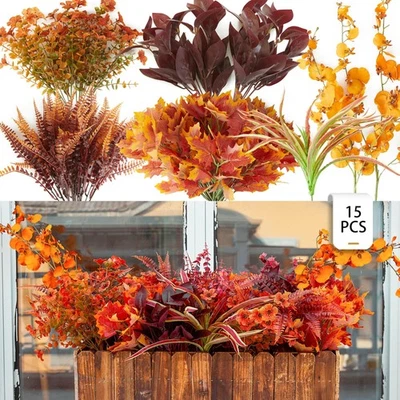 15 racimos de flores artificiales de otoño imitación orquídea falsa plantas de otoño flores para... Foto 1 de 4