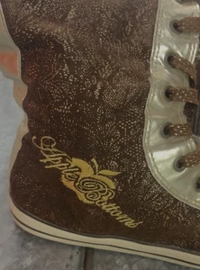 Sz 9 Apple Bottoms - Women’s Brown/Gold Lace Up Boots - Picture 1 of 5