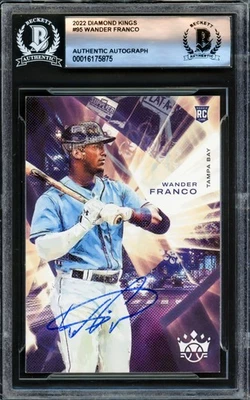 Wander Franco Signed 2022 Donruss Diamond Kings RC 95 Tampa Bay Rays Beckett - Image 1 of 2