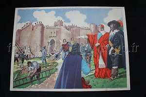 B890 Affiche école RICHELIEU Château fort Assassinat HENRI IV Rossignol scolaire - Picture 1 of 1