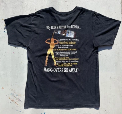 Men’s Cowboy Up T-Shirt Black Beer Women L Crew Range Country Ranch Cattle - Image 1 of 4