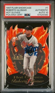 Roberto Alomar 1997 Flair Showcase Hot Gloves Signed Card #1 Auto Graded PSA 10 - Picture 1 of 2