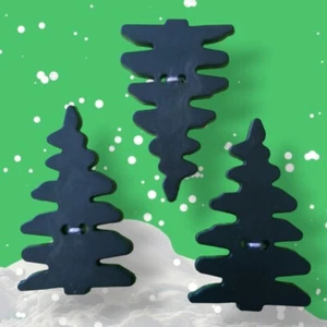 3x Vintage 1⅝" Tree Button Large Dark Green Evergreen Forest Outdoor Nature Wood - Picture 1 of 10