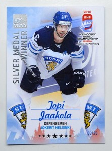 2016 BY cards IIHF WC Silver Finland #FIN-L06 Topi Jaakola #/25
