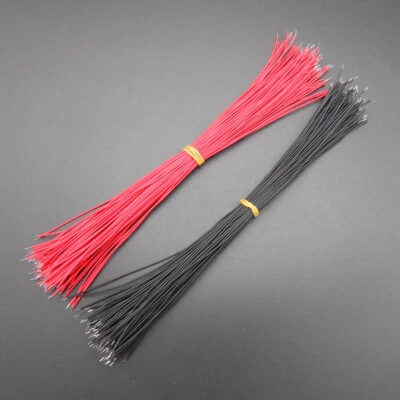 100Pcs Black Red 20cm Long Outer Diameter 1MM Double Head Tinned Connecting Wire - Image 1 of 4