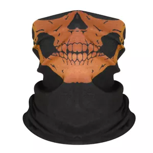 Negro/Naranja Polaina Cara Bufanda Boca Cubierta Pasamontañas Prendas para la Cabeza Tubo Bandana - Imagen 1 de 4