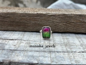 Watermelon Tourmaline 925 Sterling Silver Ring Christmas Jewelry All Size CA-179 - Picture 1 of 8
