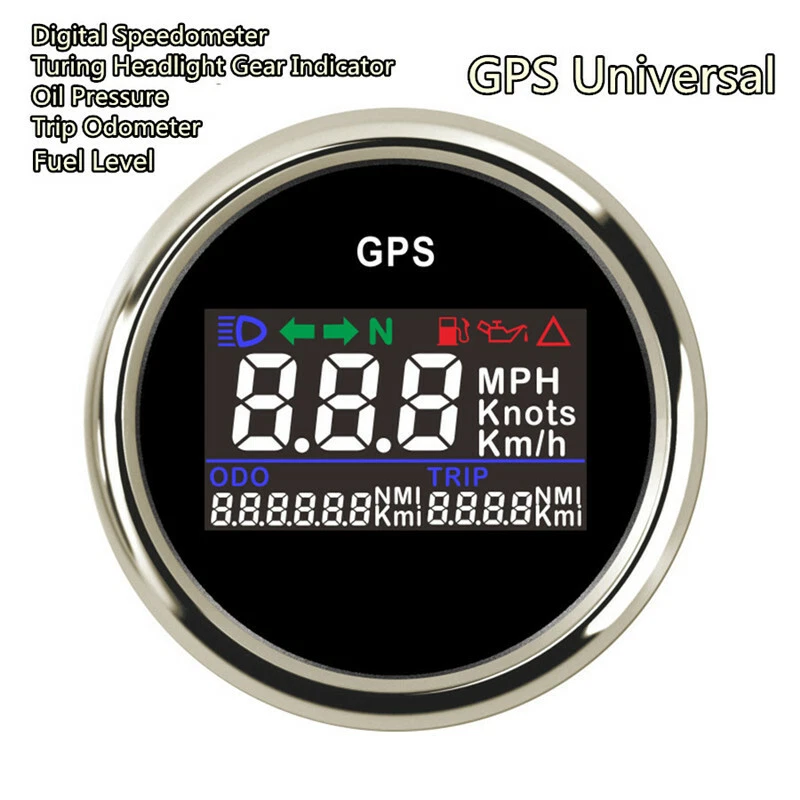 Moto 52mm Digital GPS Speedometer Odometer MPH Km/h Adjustable GPS Speed Gauge - Image 1 of 4