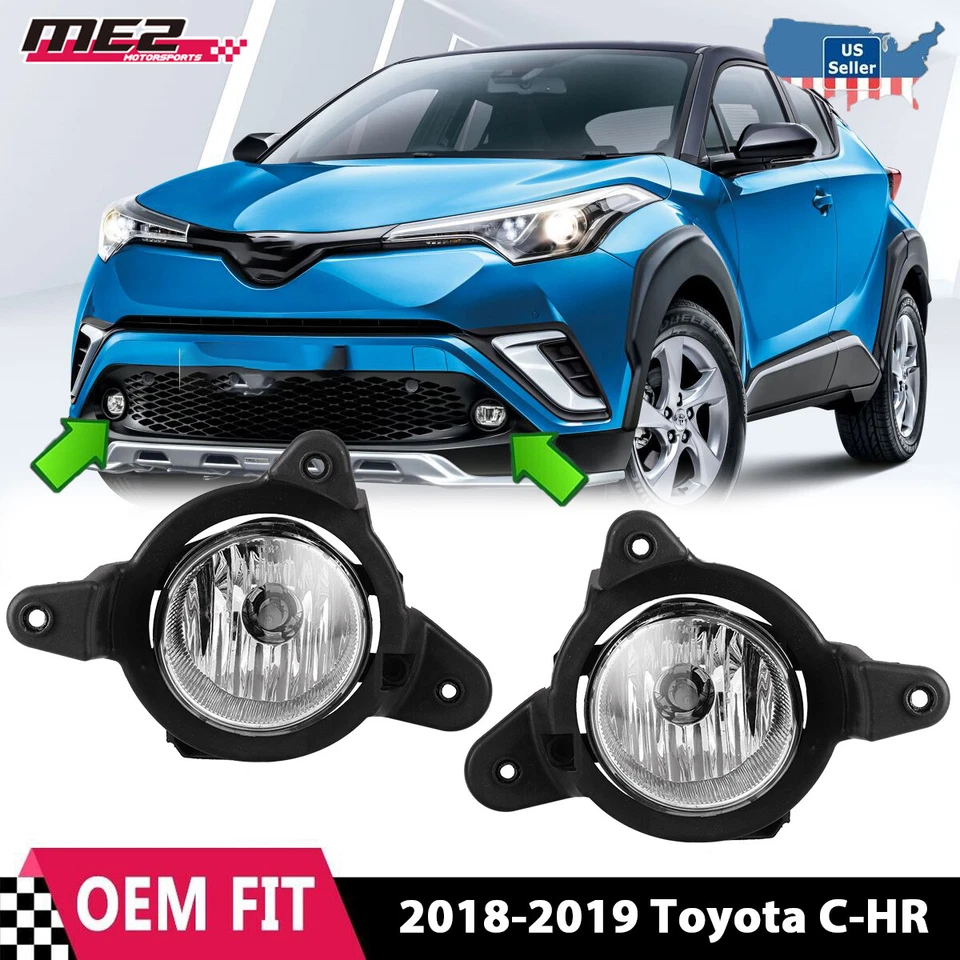 Fog Lights Clear Bumper For Toyota C-HR 2018-2019 w/ Wiring+ Switch Driving Lamp — 第 1/4 张图片
