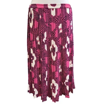 Floral A-Line Pleated Maxi Windsmoor Pink Blue 80s 90s Abstract Skirt M/L Womens - Image 1 of 4