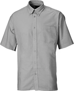 Dickies Oxford Weave Short Sleeved Shirt Silver Grey SH64250 size 15 to 18.1/2 - Picture 1 of 3