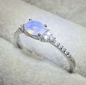 Pink Moonstone Ring S925 Sz 6 Or 7 - Picture 1 of 4