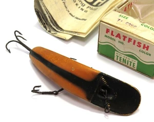 Helin 3-1/4" Flatfish Vintage Plastic Fishing Lure, Box, Insert - Rough - Read - Picture 1 of 11