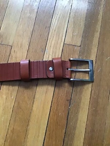 LUXE Carlo Costa Men's 40/400 Tan Striped Dress Belt,Leather,Made In Italy,MINT - Picture 1 of 4