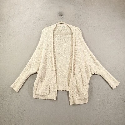 Cárdigan para mujer talla grande blanco roto tejido con nudos holgado abierto suéter boho Foto 1 de 4