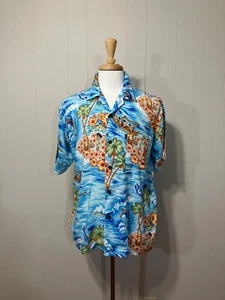 EUC Men's Pineapple Connection Button Front Rayon Hawaiian Casual Camp Shirt Med - Picture 1 of 14