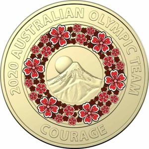 Australian Olympic Team Courage Red 2020 Tokyo $2 Two Dollar Coin Queen Rare UNC - Picture 1 of 17