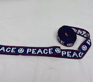 Vintage Peace ☮️ Nastro ricamato largo 1,5” rosso bianco blu patriottico 4 iarde retrò - Foto 1 di 5