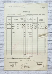 1917 S. M. Schiff Bellona Ausweis Schiffkostgelder Unteroffizier Abrechnung alt - Picture 1 of 2