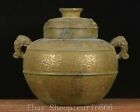 10.6'' Old Chinese Bronze Ware Gold Dragon Loong Ear Head Crock Pot Jar Bowl