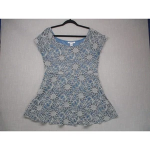 Motherhood Maternity Blue Floral Lace Feminine Elegant Top Womens Size Large - Picture 1 of 13