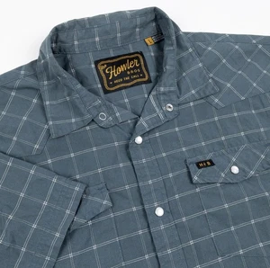 Howler Bros Pearl Snap Hemd Herren Large blau kariert Western Pearl Kurzarm - Bild 1 von 17