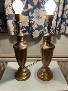 Pair Of Brass Effect Table Lamps - Picture 1 of 3